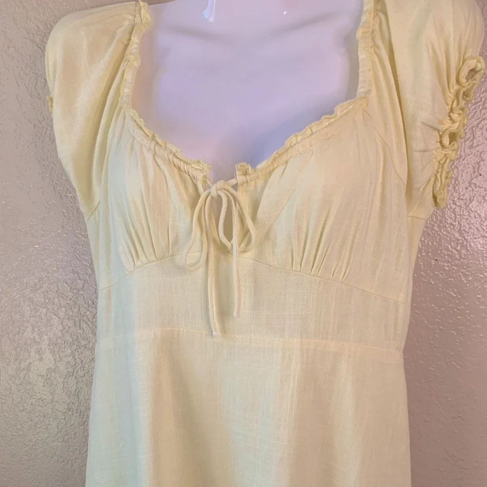 Cotton On Y2K Butter Yellow Linen Blend Milkmaid Babydoll Dress Size XS - Picture 4 of 10